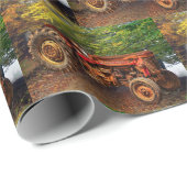 Vintager roter Zuchttraktor Geschenkpapier (Rolleneckpunkt)