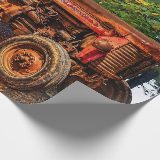 Vintager roter Zuchttraktor Geschenkpapier (Ecke)