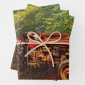 Vintager roter Zuchttraktor Geschenkpapier Set (Beispiel)