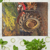 Vintager roter Zuchttraktor Geschirrtuch (Gefaltet)