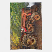 Vintager roter Zuchttraktor Geschirrtuch (Vertikal)