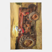 Vintager roter Zuchttraktor Geschirrtuch (Vertikal)