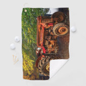 Vintager roter Zuchttraktor Golfhandtuch (Insitu)