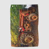 Vintager roter Zuchttraktor Golfhandtuch (Vorderseite)