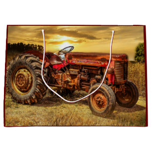 Vintager roter Zuchttraktor Große Geschenktüte