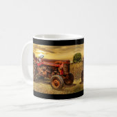 Vintager roter Zuchttraktor Kaffeetasse (Vorderseite Links)