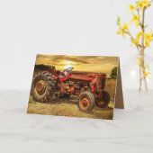 Vintager roter Zuchttraktor Karte (Gelbe Blume)
