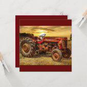 Vintager roter Zuchttraktor Karte (Vorderseite/Rückseite Beispiel)