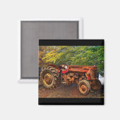 Vintager roter Zuchttraktor Magnet (Vorderseite/Rückseite)