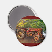 Vintager roter Zuchttraktor Magnet (Vorderseite/Rückseite)