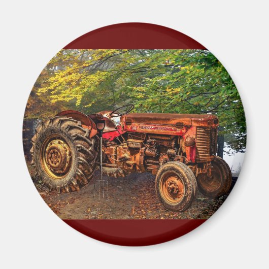 Vintager roter Zuchttraktor Magnet (Vorne)