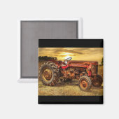 Vintager roter Zuchttraktor Magnet (Vorderseite/Rückseite)