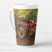 Vintager roter Zuchttraktor Milchtasse (Linke Ecke)
