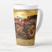 Vintager roter Zuchttraktor Milchtasse (Rechte Ecke)
