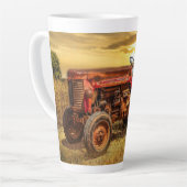 Vintager roter Zuchttraktor Milchtasse (Linke Ecke)