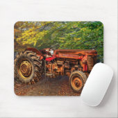 Vintager roter Zuchttraktor Mousepad (Mit Mouse)
