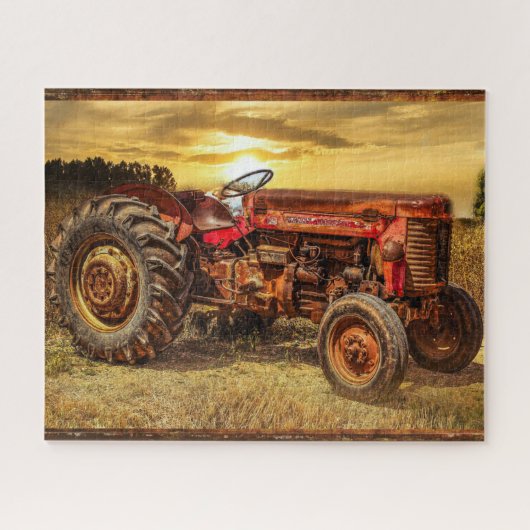Vintager roter Zuchttraktor Puzzle (Horizontal)