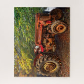 Vintager roter Zuchttraktor Puzzle (Vertikal)