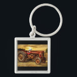 Vintager roter Zuchttraktor Schlüsselanhänger<br><div class="desc">Vintag</div>