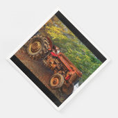 Vintager roter Zuchttraktor Serviette (Ecke)
