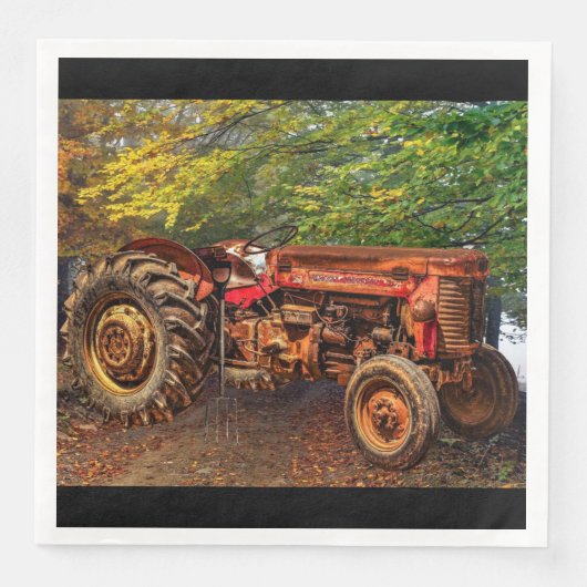 Vintager roter Zuchttraktor Serviette (Vorderseite)