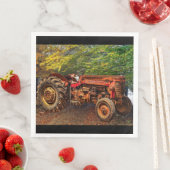 Vintager roter Zuchttraktor Serviette (Beispiel)
