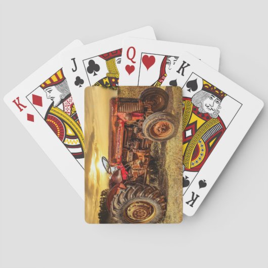 Vintager roter Zuchttraktor Spielkarten (Rückseite)