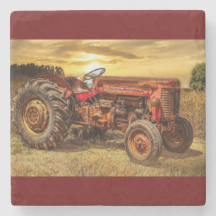 Vintager roter Zuchttraktor Steinuntersetzer