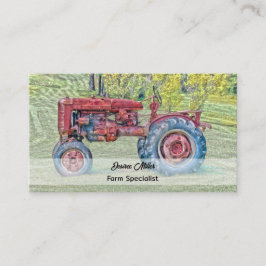 Vintager roter Zuchttraktor Visitenkarte