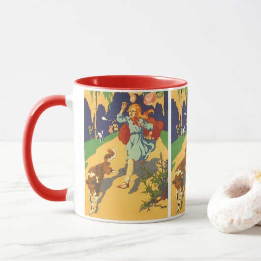 Vintager Rotkäppchen, Hunde und Balloons Tasse (Mit Donut)