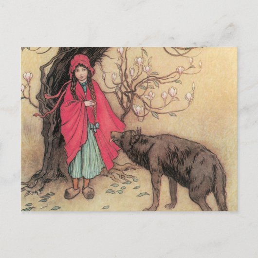 Vintager Rotkäppchen von Warwick Goble Postkarte (Vorderseite)