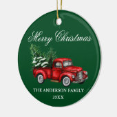 Vintager Rotlastwagen Grün Weihnachten Keramik Ornament (Links)