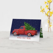 Vintager Rotlastwagen Hauling Weihnachtsbaum Karte (Gelbe Blume)
