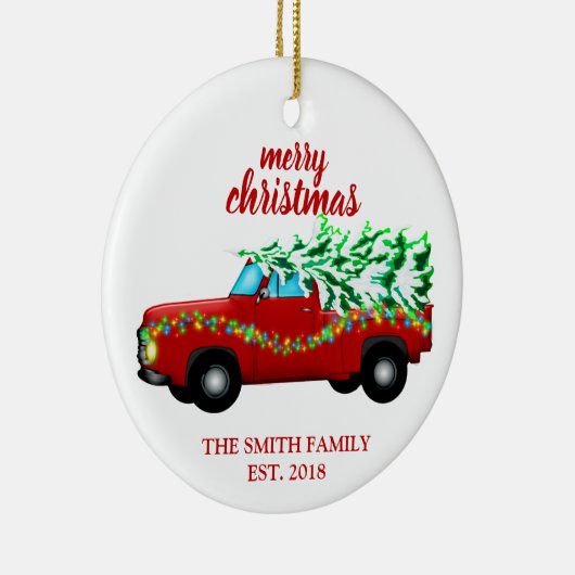 Vintager Rotlastwagen Keramik Ornament (Rechts)