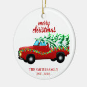 Vintager Rotlastwagen Keramik Ornament (Links)