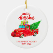 Vintager Rotlastwagen Keramik Ornament (Hinten)