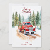 Vintager Rotlastwagen Weihnachtskarte Feiertagskarte (Vorderseite)