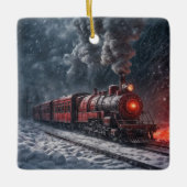 Vintager Rotschneezug Keramikornament (Vorderseite)