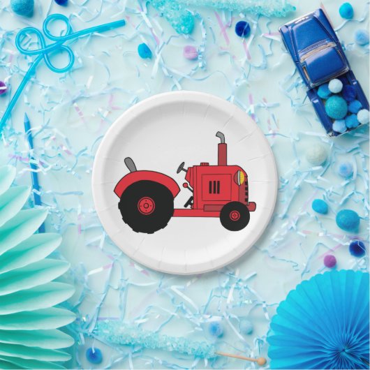 Vintager Rottraktor Pappteller (Party)