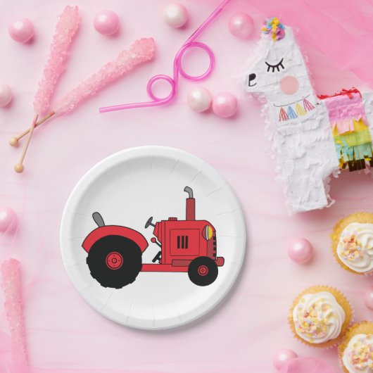 Vintager Rottraktor Pappteller (Party)