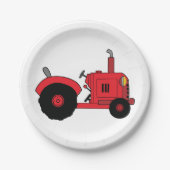 Vintager Rottraktor Pappteller (Vorderseite)