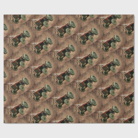 Vintager Rottraktor Rustikaler Stall Geschenkpapier (Flach)