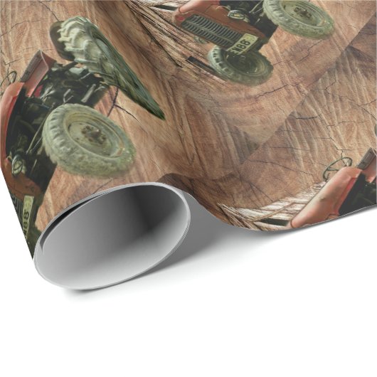 Vintager Rottraktor Rustikaler Stall Geschenkpapier (Rolleneckpunkt)