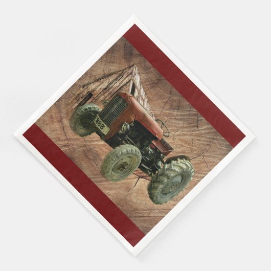 Vintager Rottraktor Rustikaler Stallschuh Serviette (Ecke)