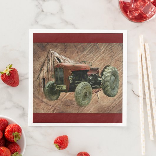 Vintager Rottraktor Rustikaler Stallschuh Serviette (Beispiel)