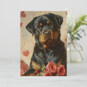 Vintager Rottweiler Welpen-Valentinstag Feiertagskarte (Stehend Vorderseite)