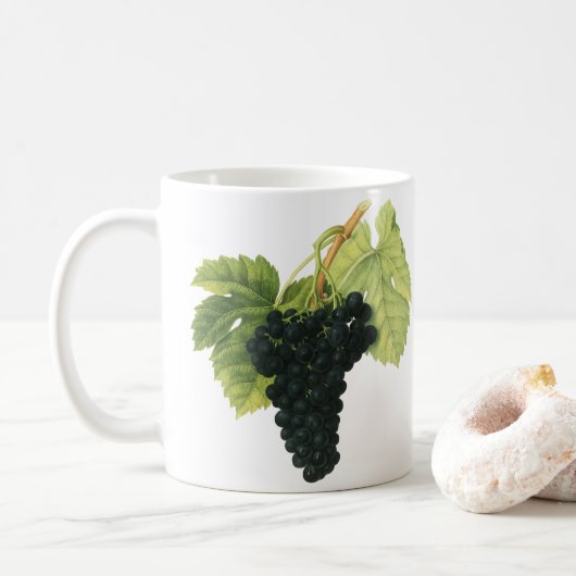 Vintager Rotwein, Bio Traubencluster, Lebensmittel Kaffeetasse (Mit Donut)
