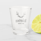 Vintager Rotwildgeweih-Namealkohol Schnapsglas (Rückseite)