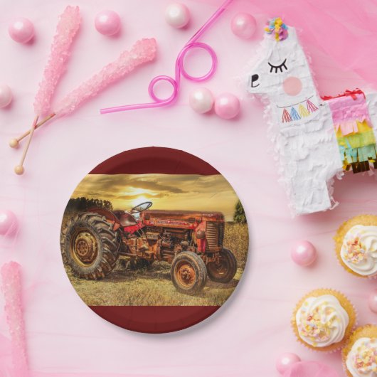 Vintager Rotzüchter Pappteller (Party)