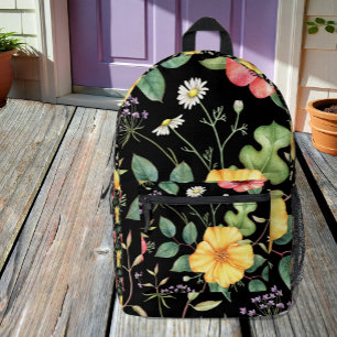 Vintager Rucksack für Gezeichnet Wildblumen um Mit